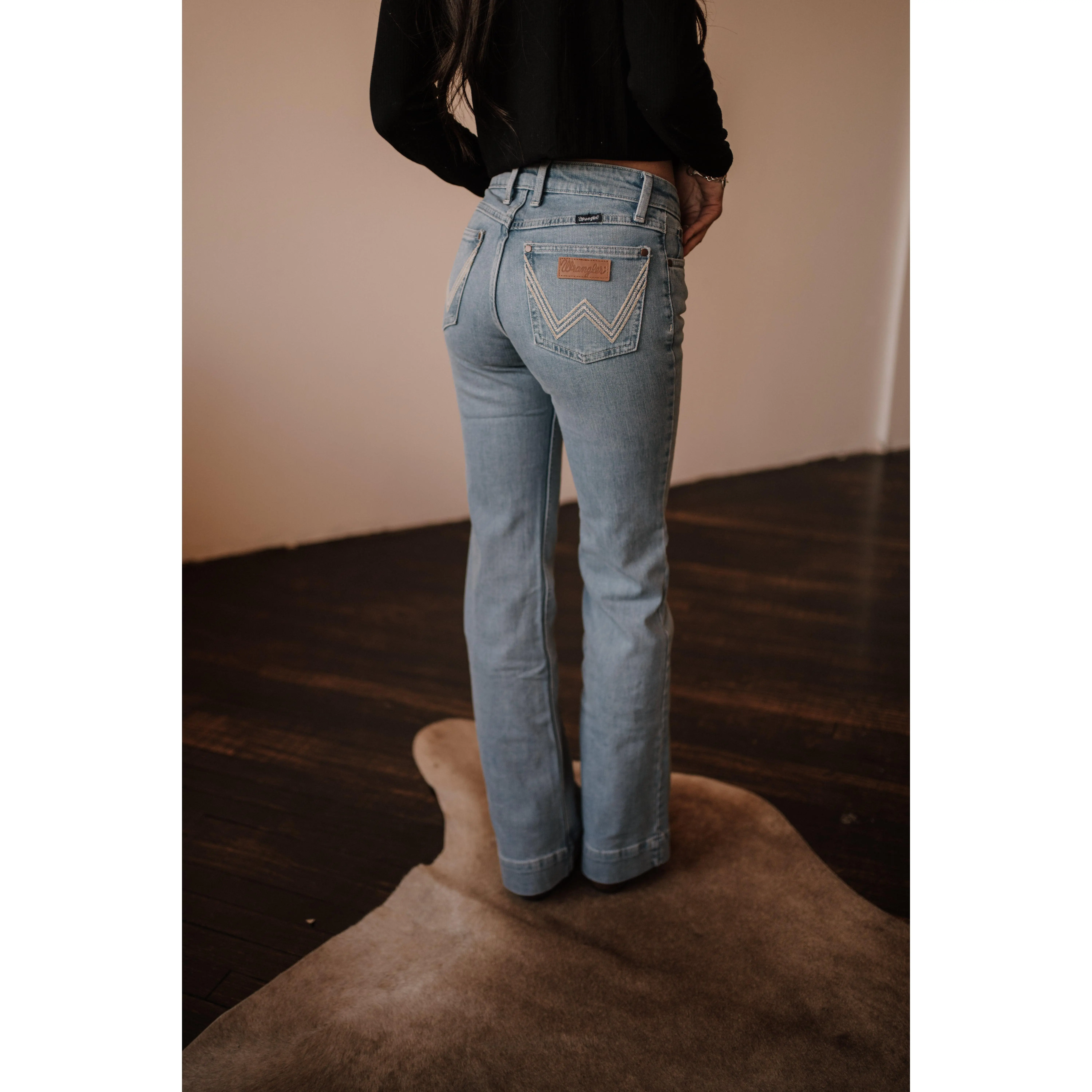 Wrangler Grace Lightwash Trouser, Cotton, Bottom, Jeans, Lady, Pants, Denim, Elastane, Casual, Mid Rise, Stylish Denim, Pants For Women, Trouser Drape, Clean Lines
