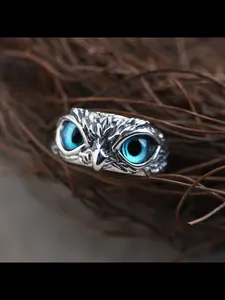 Vintage Devil Eye Owl Ring, Creative Exaggerated Animal Adjustable Open Finger Ring, Unique Fashion Accessory for Women and Men