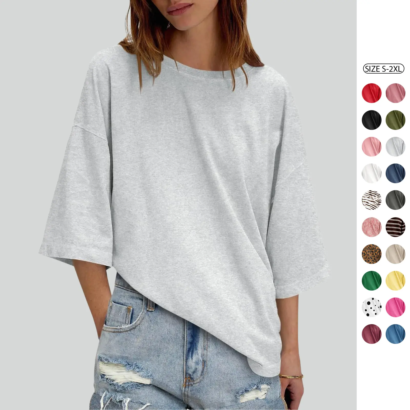 Imily Bela Womens 2026 New Summer Style Oversized Half Sleeve T Shirts Casual Crew Neck Tunic Tops Loose Fit Boxy Basic Tees