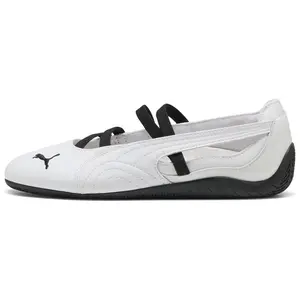 PUMA Women's Speedcat Ballet Leather Sports Sneakers, White-Black Colorway