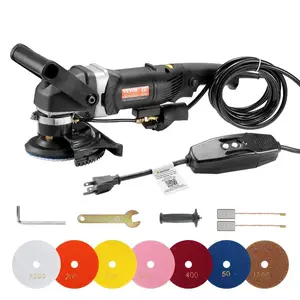 fathersdaygift VEVOR Wet Polisher 800W, 4 Concrete Grinder with 6 Variable Speed and 7 Polishing Kits, Wet Grinder Machine for Marble, Granite, Stone, Rock, Tile, Equipped with a GFCI Switch, (700 - 3000 RPM)