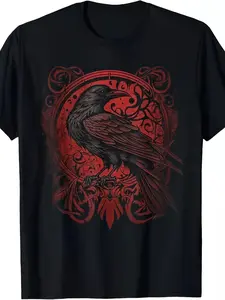 Odins Raven Northman Valhalla Norse Mythology T-Shirt Same Style for Men And Women  Summer Short-Sleeved Printed T-Shirt Pure 220G