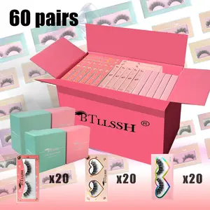 60 Pairs False Eyelashes Russian Strip Lashes D Curl Wispy Natural Look 16mm Curly Faux Mink Lashes Like Eyelash Extension Cat Eye Look Fake Tail Elongated Eyelashes Pack Cosmetic Makeup lash strips