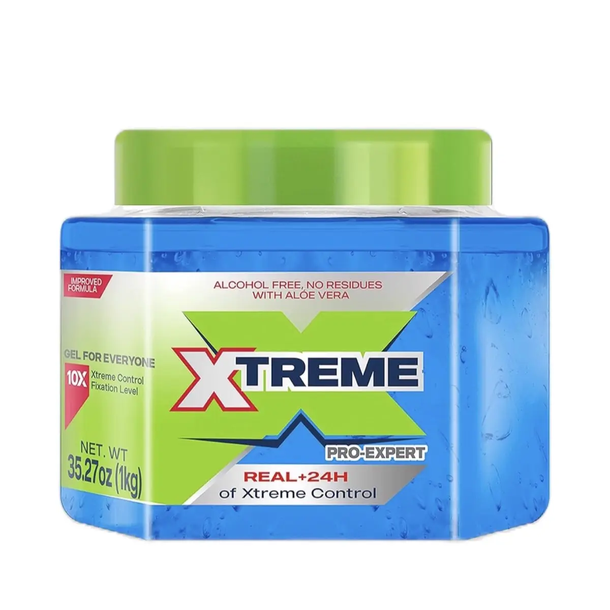 Xtreme Pro Pro-Expert Blue Styling Hair Gel with Aloe Vera, Unisex Wetline, 24-Hour Long Hold for Natural Look, Nourishes & Moisturizes, 35.27 oz Jars (Pack of 2), Haircare Product