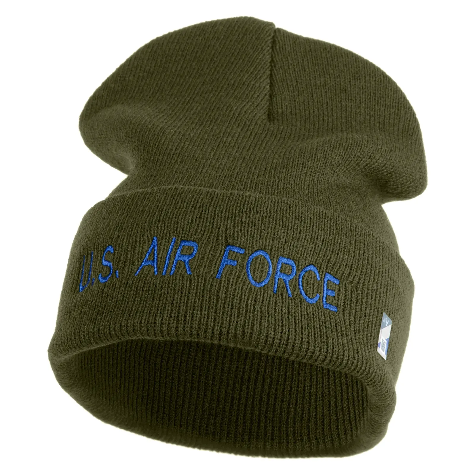 US Air Force Blue Letter Logo Embroidered 12 Inch Knit Long Beanie