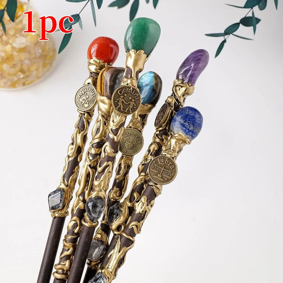 Twelve Constellation Stone Magic Wand Prop, Unique Design, Ideal for Magic Performances and Decoration, High Aesthetic Value Gift, Party Supplies, Party Event Props, Party Accessory