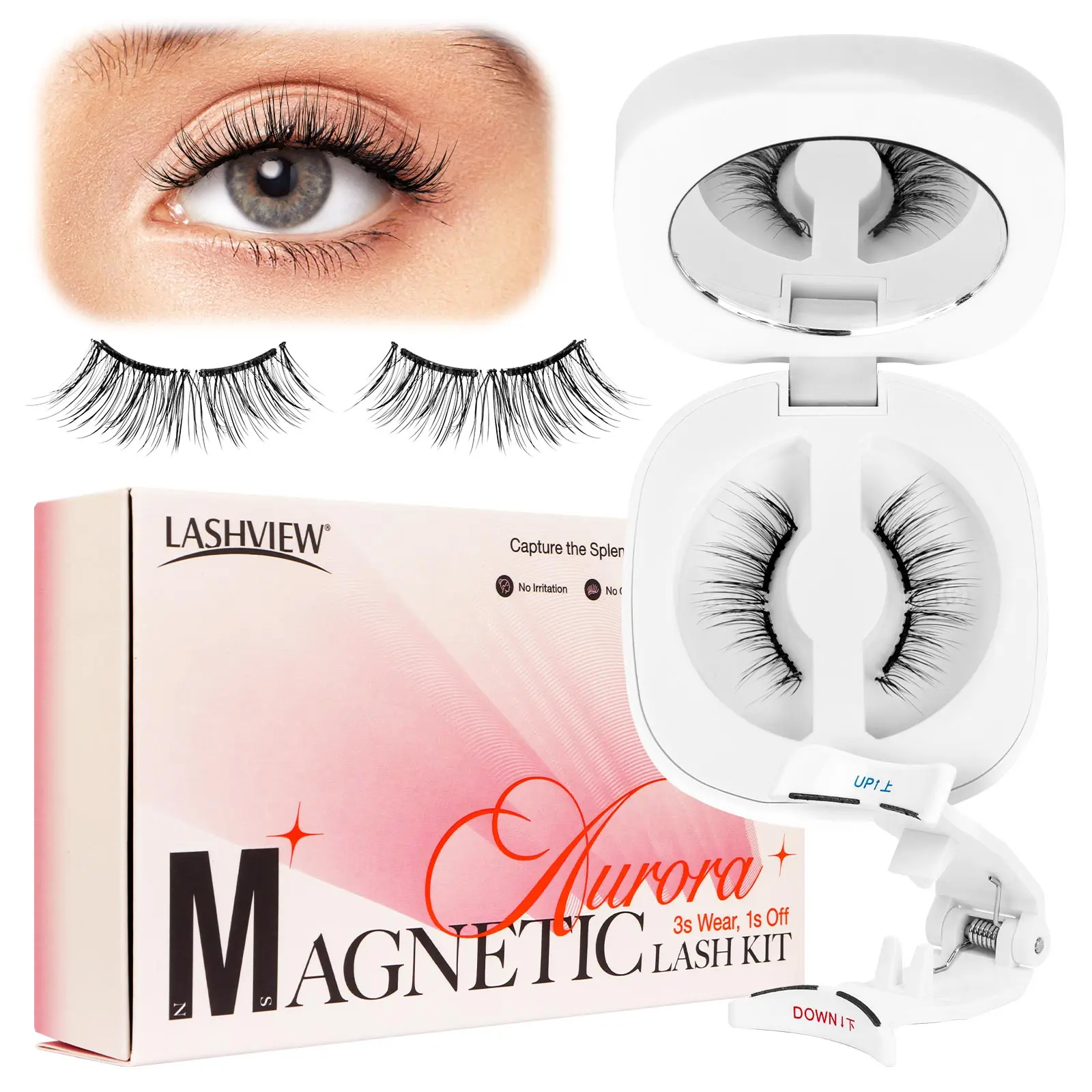 [TiktokshopSpringGlowUp] LASHVIEW Soft Magnetic Lashes All in One Kit with Applicator No Glue & Eyeiner Needed Reusable Makeup Eyelashes