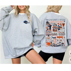 Custom University Hand Sketched Graphic Sweatshirt - Sport Grey, Personalized College Crewneck, Game Day Sports Pullover, Cozy Vintage-Style Top for Sports Lovers