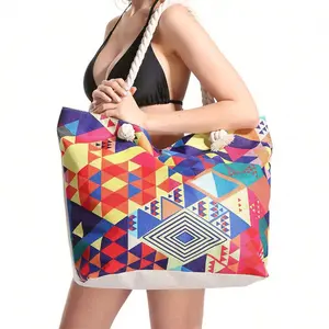Bohemian Geometry Large Capacity Multifunctional Handheld Shoulder Handbag Swimming Storage Bag Beach Bag
