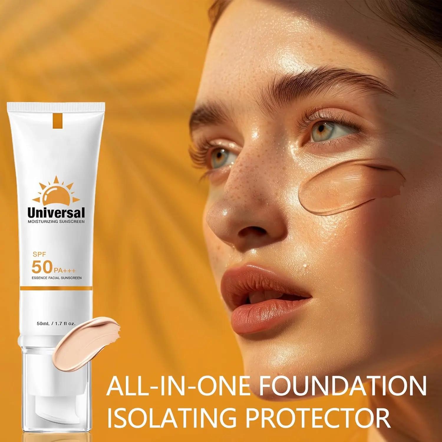 sunscreen to prevent sunburn and tanning Universal Protector Solar SPF 50, Protector Solar Con Color, Hydrating Sun Essence Face Sunscreen, No Sticky Waterproof，sunscreen to prevent sunburn and tanning