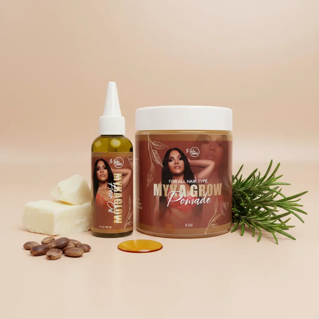 Myka Daily Moisturizing Hair Care Bundle - 2 oz Hair Oil, Styling Pomade Set , for Healthy Hair Growth