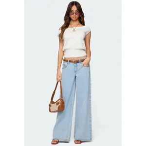 Stassie Studded Low Rise Baggy Jeans