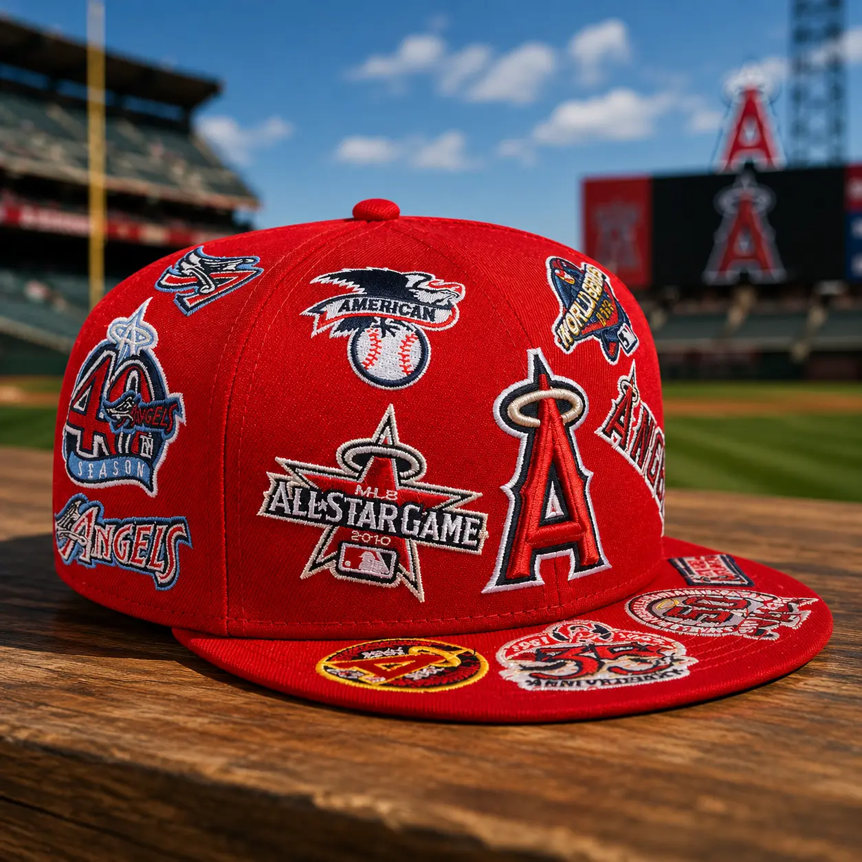 Los Angeles Angels New Era All Over 59FIFTY Fitted Hat - Red