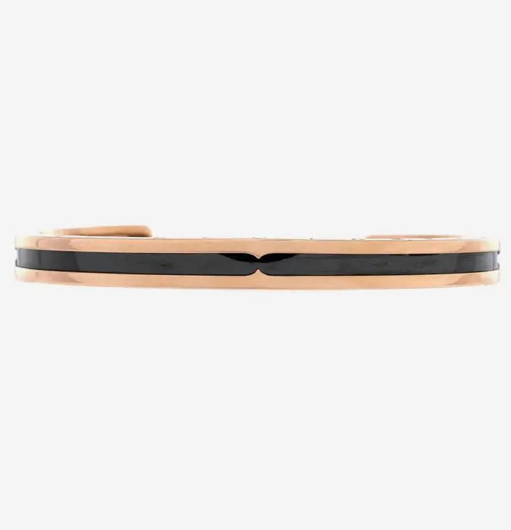 Pre-owned Bvlgari B. zero1 cuff Bracelet rose gold with black ceramic