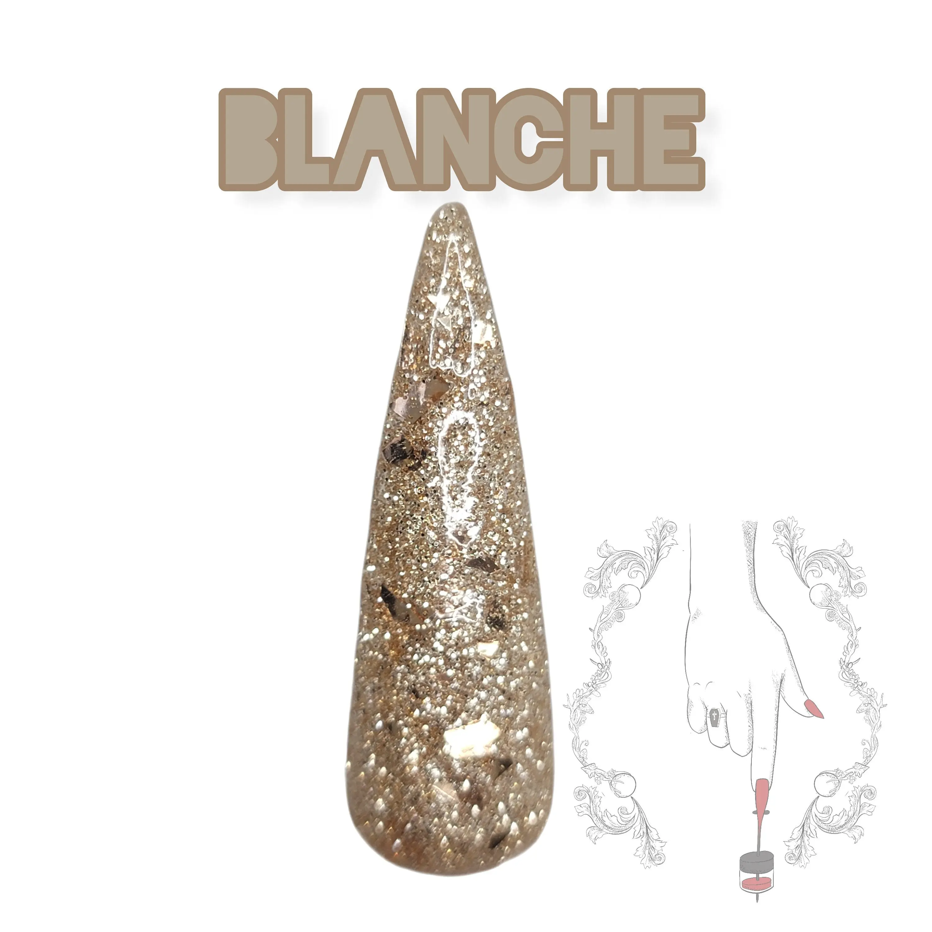 Blanche | Gold Glitter Nail Dip Powder, Gold Nails, Gold Glitter for Nail Art, Golden Girls