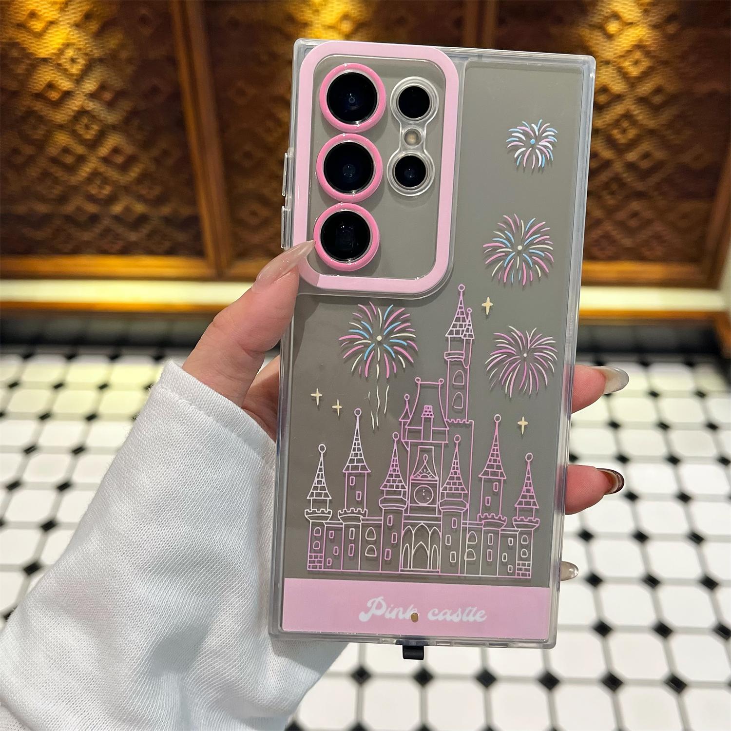 Vibrant LED Fantasy Castle Fireworks Built-in Light Up Phone Case for Samsung Galaxy S26/S25/S24 Plus,Ultra, Stylish Protective Cover, Unique Design for Daily Use, Protective Casing