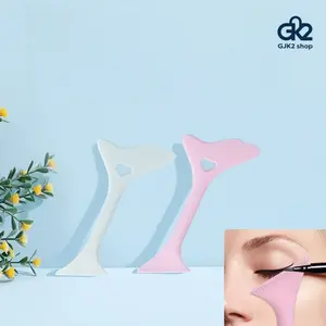 Double-sided Mermaid Tail Silicone Eye Makeup Tool with Heart Hollow, Lower Eyelash Stamp & Eyeshadow Positioning Auxiliary Comb, Reusable Anti-bacterial Eyeliner Stencil for DIY Daily Eye Makeup
