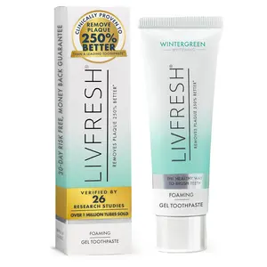 LIVFRESH Toothpaste Gel, Clinically Proven to Remove Plaque 250% Better, Improves Gum Health 190% Better, Prevents & Reduces Tartar, Freshens Breath, SLS Free Gel, Wintergreen
