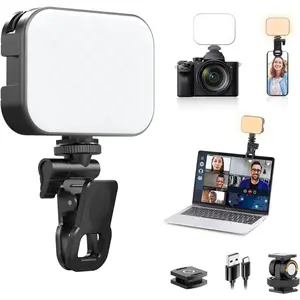 VL100X Selfie Light, Clip LED Light Panel for Phone/Laptop/Tablet/Computer, Bi-Color Portable Clip Camera Light with Dimmable 2500-6500K with 2000mAh Battery for Video Conference/Picture