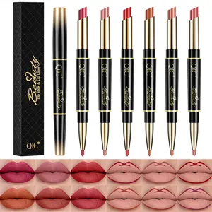 QIC 2-in-1 Lip Liner & Lipstick, Double-Ended Rotating Lip Pen for Precise Lip Contouring & Full Color Application