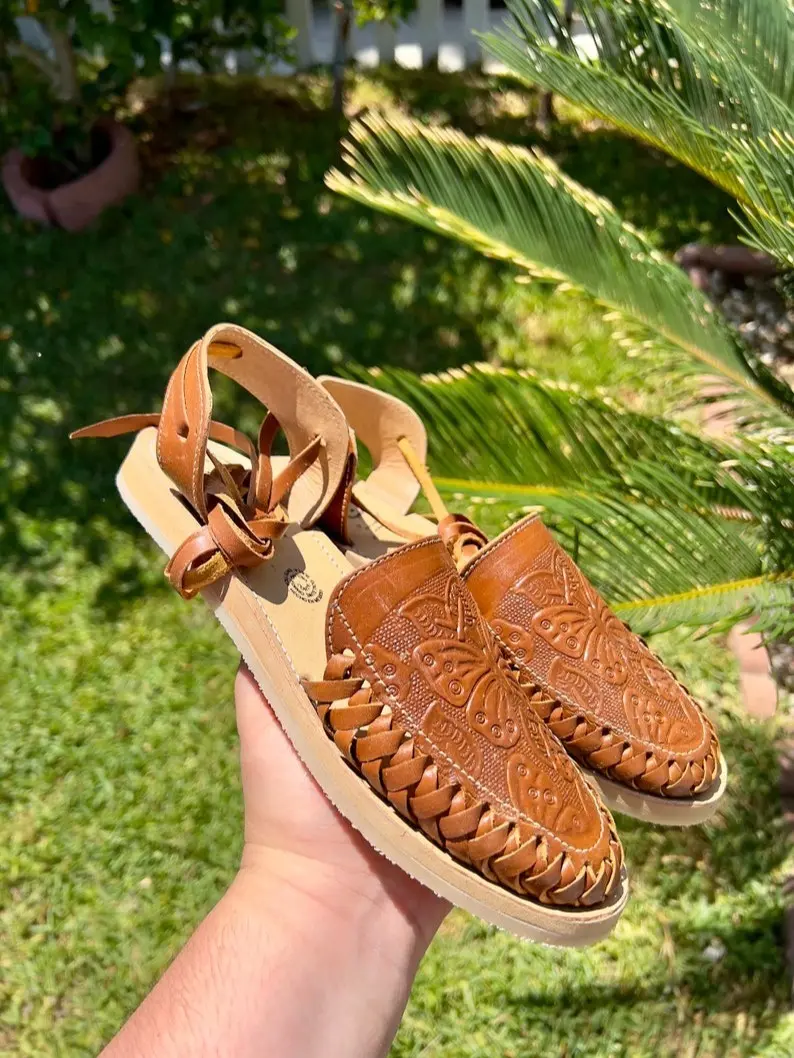 Mexican Butterfly Huaraches, Mariposa Huaraches, Women Huaraches Mexicanos, Brown leather huaraches, Brown huaraches