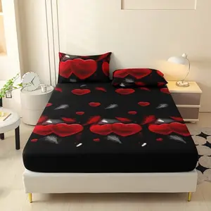 3-Piece Printed Bedding Set for Bedroom & Guest Room, Includes 1 Fitted Sheet and 2 Pillowcases, Soft Breathable