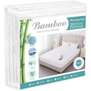 King Size Cooling Waterproof Mattress Protector Pad Cover, Breathable Fitted Sheet Style Deep-Noiseless,Vinyl,PVC Free,Waterproof Bed Matress Cover Washable for Home, Bedroom, Hotel