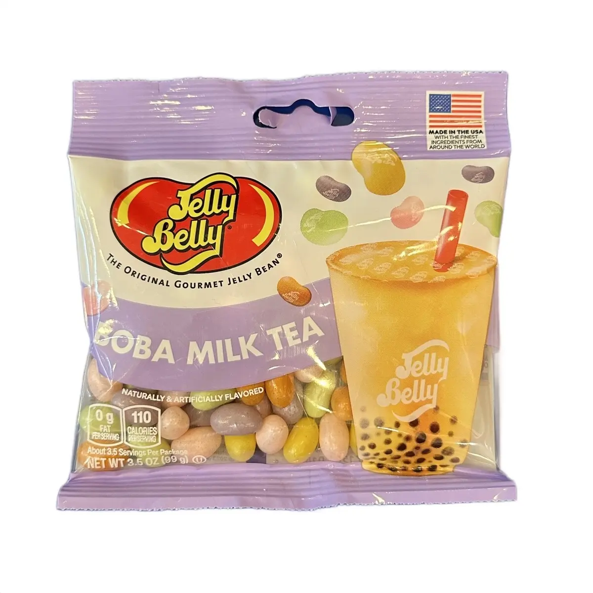 Jelly Belly Chewy Boba Milk Tea Flavored Jelly Bean Candies - 3.5 oz Resealable Bag, 5 Traditional Beverage-Inspired Slightly Chewy Unique Treat, Gluten Free, 12-Month Shelf Life, Cupboard Storage, Pearl Snack, Made in USA, Sweet, Chewy Candy