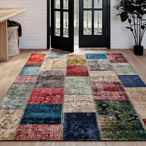 Retro Persian Pattern Soft Plush Carpet for Living Room, Washable Non-Slip Bohemian Area Rug, Home Decor for Bedroom & Study, Bohemian Style Rugs, Boho Persian Rug, Washable Vintage Rug, Decorative Rug