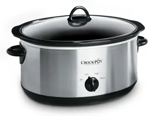Crock-Pot 7 Quart Oval Manual Slow Cooker, Stainless Steel (SCV700-S-BR), Versatile Cookware for Large Families or Entertaining Crockpot