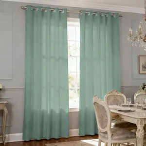 2-piece Nordic style mint green printed filter translucent curtains, suitable for machine washable decorative curtains in living rooms, bedrooms, kitchens, etc.
