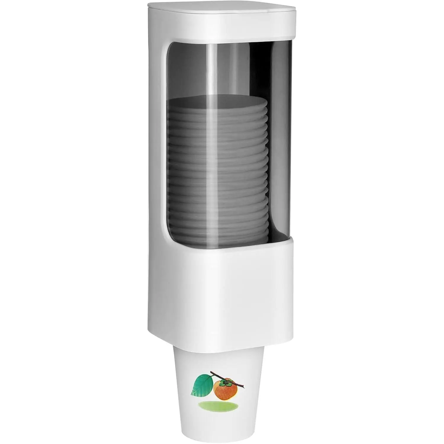 Cup Dispenser Wall Mounted Bathroom Cup Holder, 3oz-5oz Disposable Paper Cup Plastic Cup Dispenser, Water Cooler Dispenser Cup Holder with Paste Plate for Home Office Hospital Gym