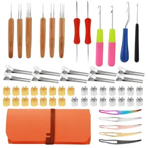 58pcs Dreadlock Crochet Hook Tool, Dreadlock Crochet Needle, Different Size Bent Latch Hook, Crochet Needle for Hair Braiding with Case And Dreadlocks Tool for Home And Salon Styling