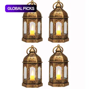 Mini Vintage LED Taper Lanterns, 4/8 Counts Wedding Centerpiece Decor, Flashing Battery-Operated Candle Lights, Ramadan Party Decoration, Vintage Candle Stand, Home Decor, Room Decor, Home Accessories