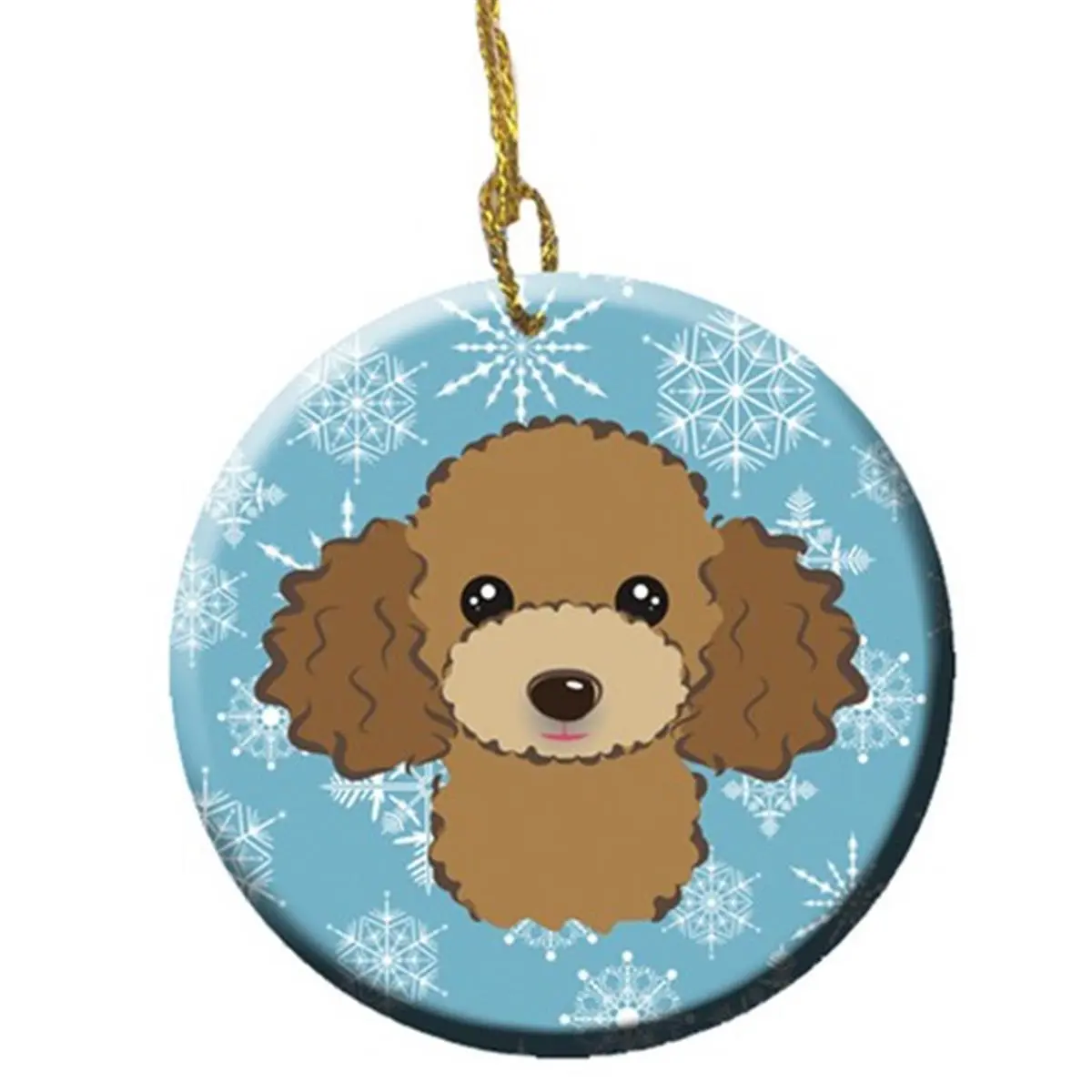 Snowflake Chocolate Brown Poodle Ceramic Ornament