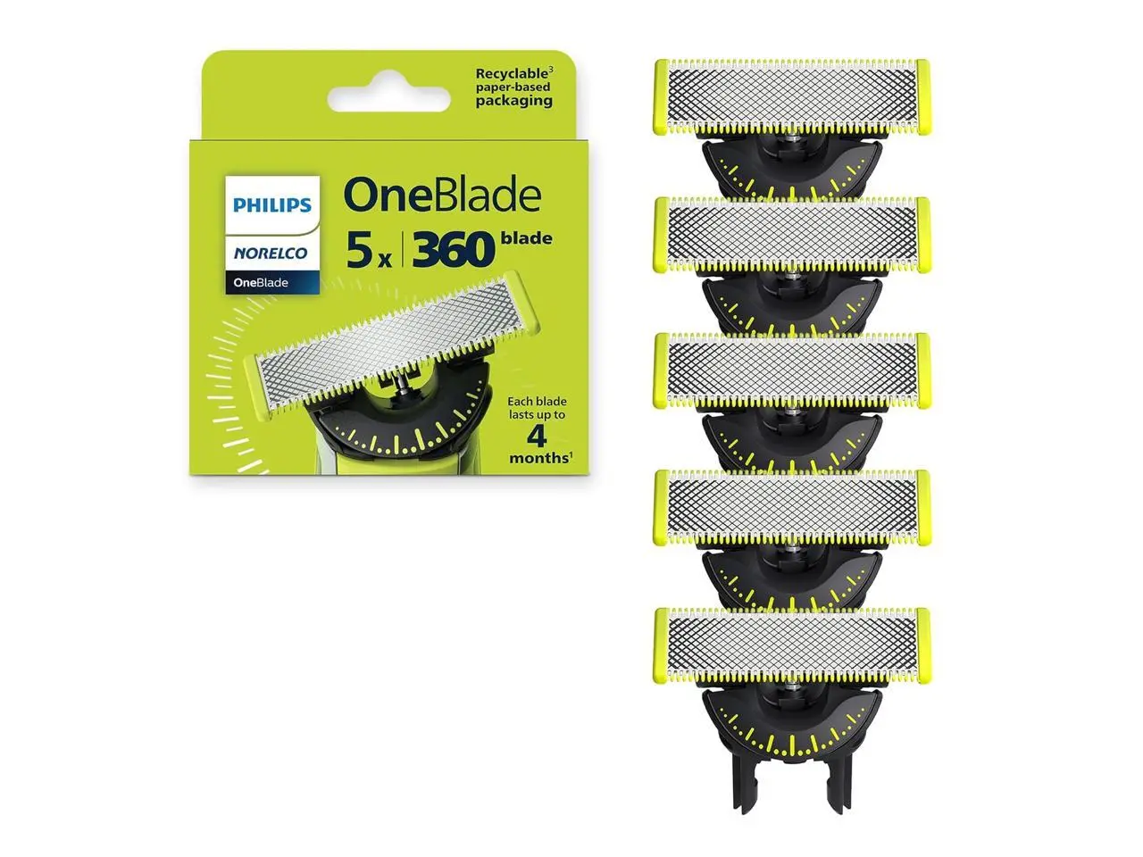 Philips Norelco OneBlade 360 blade replacement blade 5 pack QP450/80 Philips Norelco OneBlade 360 blade replacement blade 5 pack QP450/80