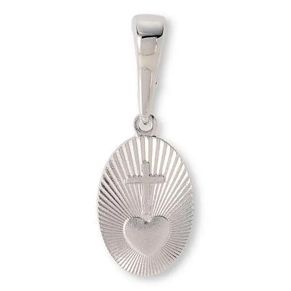 Bellezza Polished Sacred Heart Oval Pendant