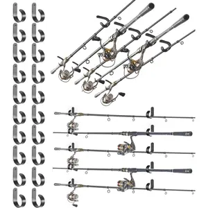 Fishing Rod/Pole Holder for Garage, Wall Ceiling Mounted Horizontal Rod Rack Holds Up to 10 Rods or Combos, Fishing Equipment Storage Organizer Gifts (20pack)
