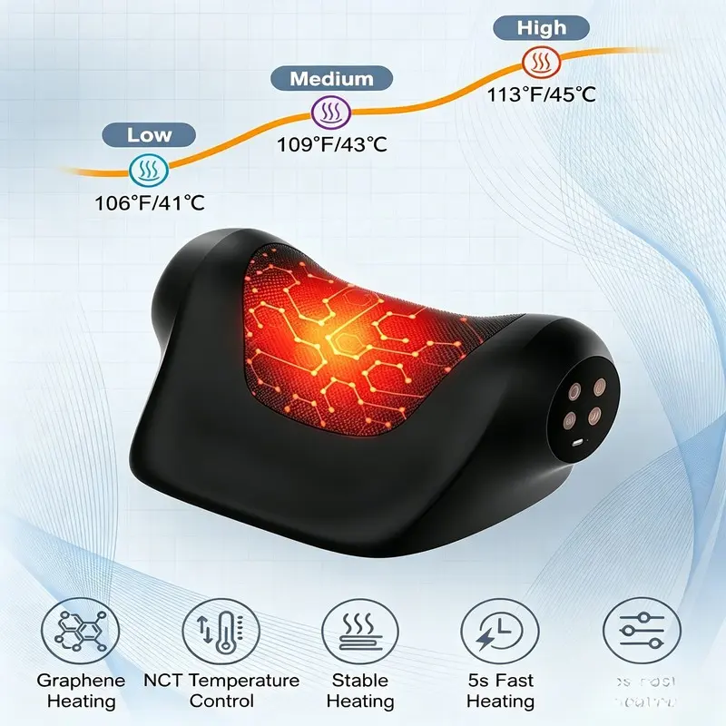Heating Neck Massager with Light and Adjustable Vibration, Three Modes Heating Neck Stretcher, Neck Relaxer, Gift for Men and Women
