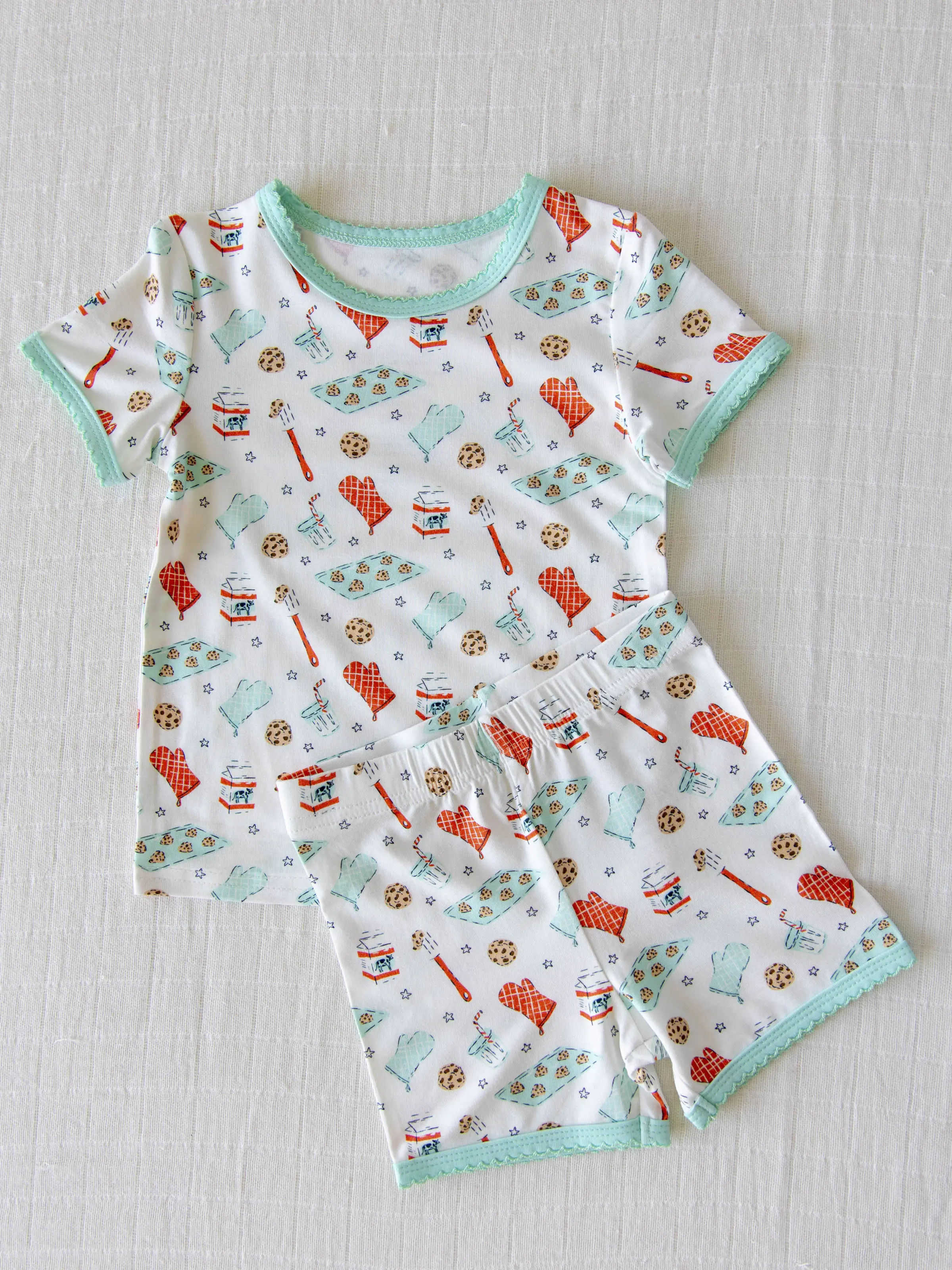 Cloud Fitted Short Set Pajamas - Milk and Cookies