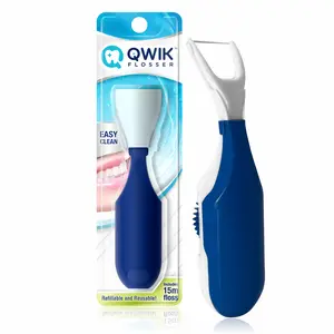 QWIK Automatic Dental Flosser | Click-to-Use, Reusable & Refillable | Pre-Loaded Floss with Travel Cover | Easy Flossing for Plaque Removal, Clean Teeth & Fresh Breath