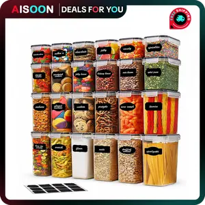 AISOON Airtight Food Storage Container Set (32 PCS, 16 PACK) - BPA-Free Organizer Storage, Leak-Proof Jars, House Organizers for Kitchen Organization, Ideal for Cereal, Flour, Sugar, Includes Labels