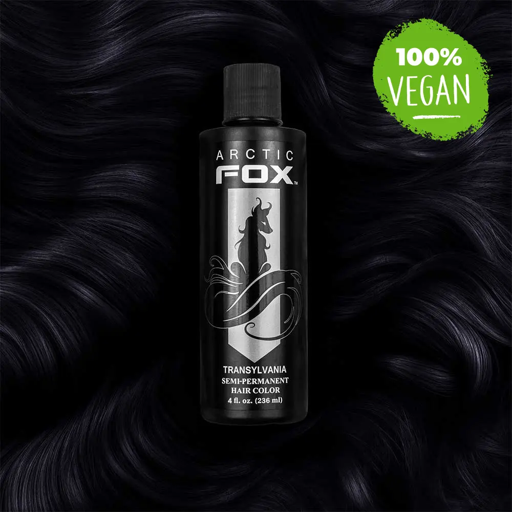 Arctic Fox Semi-Permanent Hair Color, Hydrating, Vegan and Cruelty-Free Alternative Hair Dye, No Damage Formula, Transylvania (Jet Black), Haircare, Hydrating Color Helps Protect Hair