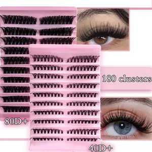 Music Festival Makeup DIY Segmented False Eyelashes, 40D+ & 80D+, Natural Look, Dense D Curl, Thick 0.07mm, Patch Form