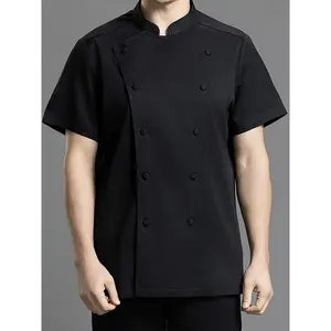 Summer Breathable, Slightly Elastic, Lightweight And Comfortable Chef'S Uniform, Thin Kitchen Shirt, Workwear