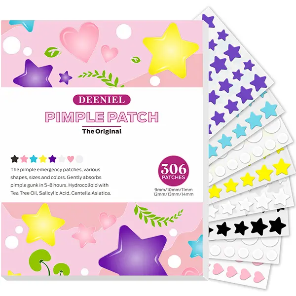 Deeniel Pimple Patch - 306 Acne Patches, Hydrocolloid, Tea Tree Oil & Salicylic Acid - Fast Healing Invisible Pimple Patches for All Skin Types