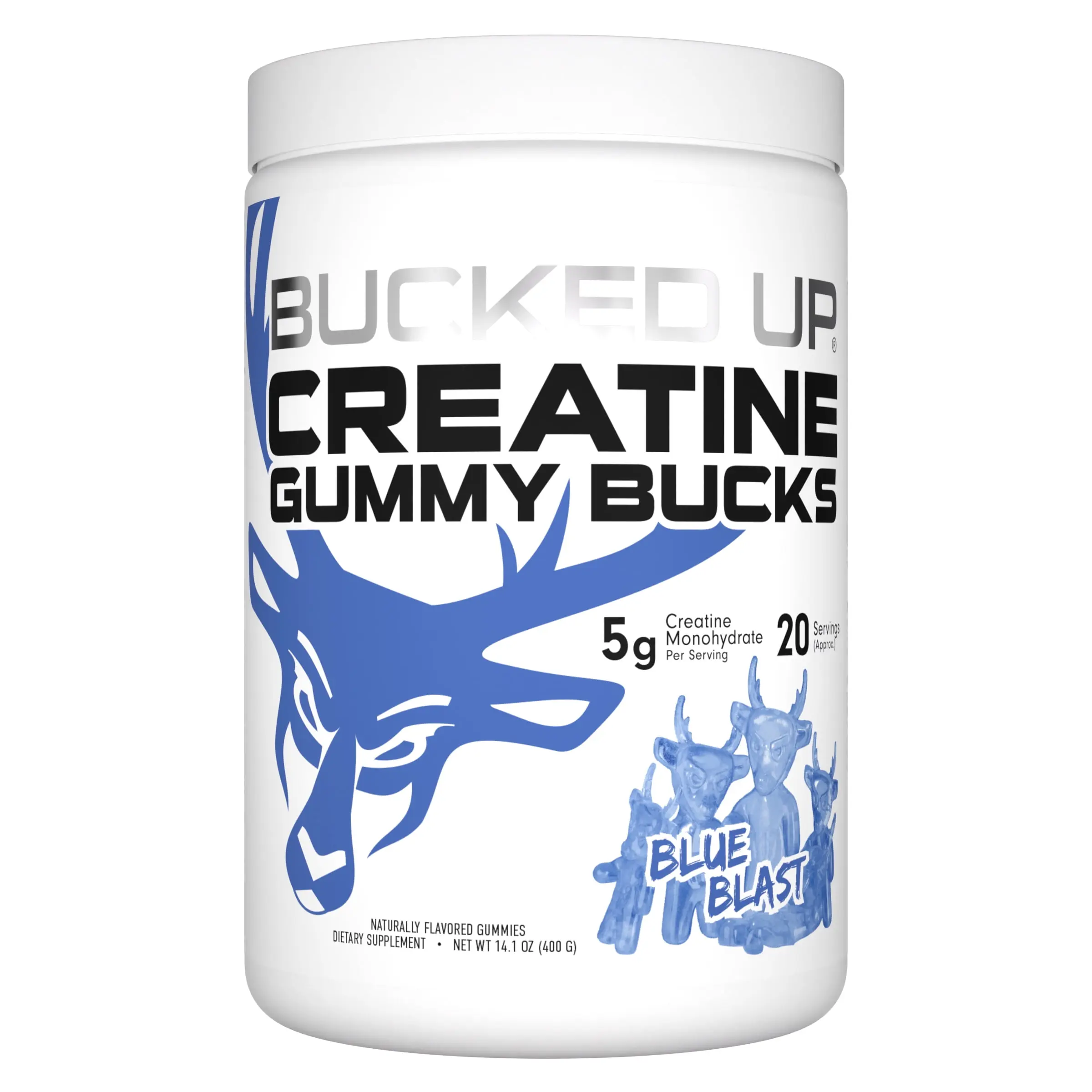 Bucked Up Creatine Gummies – Blue Blast Flavor – 5g Creatine Monohydrate Per Serving – Muscle Growth, Strength & Recovery Supplement – 20 Servings
