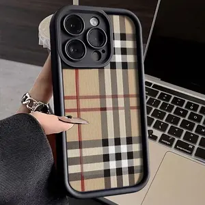 Simple Plaid Pattern Anti-Drop Non-Slip TPU Mobile Phone Protective Case for iPhone 17 16 15 14 13 12 11 XS X Ideal Gift Choice