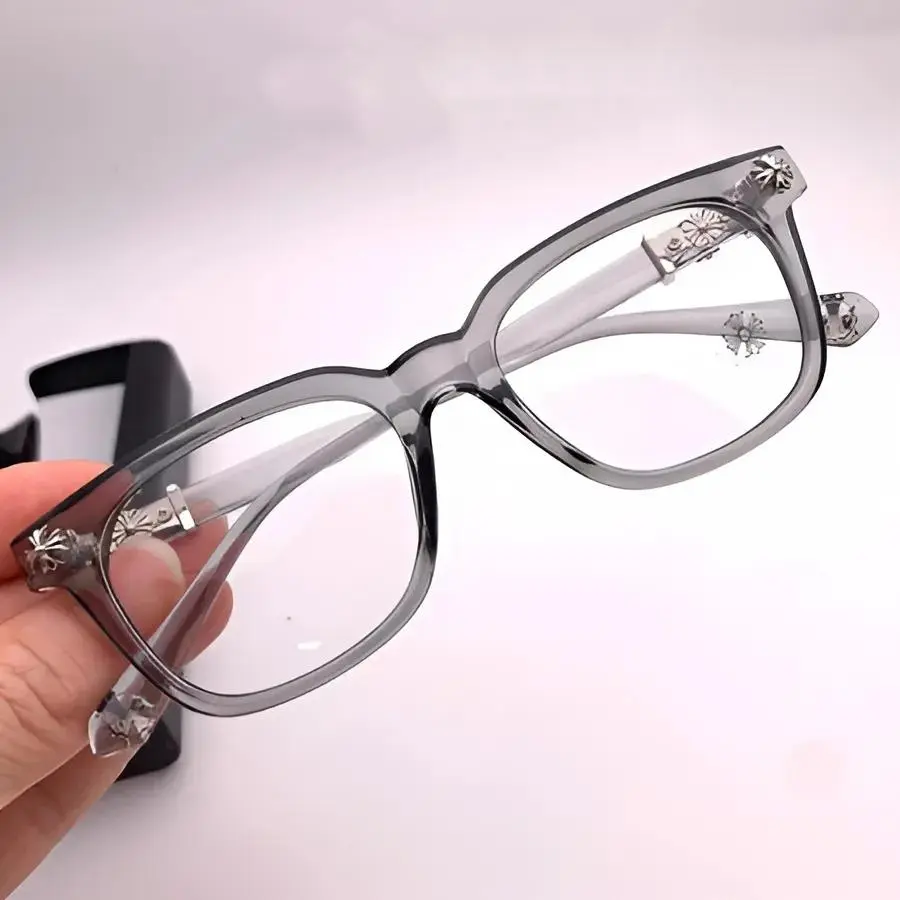 Luxury Gothic Fashion Square Eyeglasses for Men & Women, Vintage Optical Frame with Bold Metal Accents, Retro Clear Lens Glasses Gift
