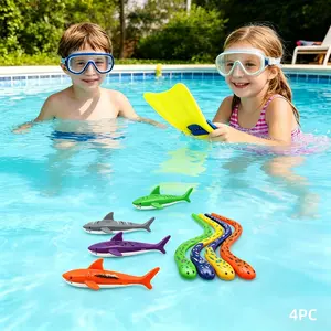 Viral Summer Pool Diving Toys, 4pcs Underwater Swimming Dive Toy Set, Cute Dive Eels, Snake & Shark, Durable Non-Toxic, Kids' Water Play Toys, Outdoor Pool Set, Water Playset